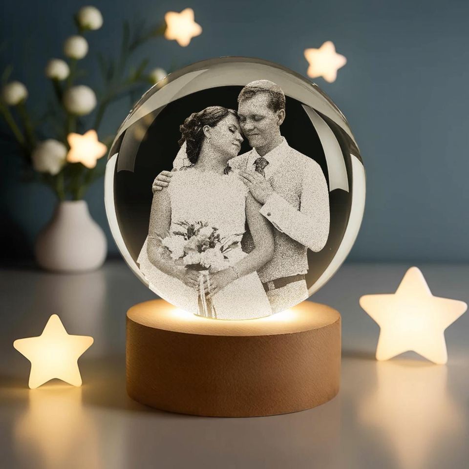 Personalized Crystal Ball Night Light  Custom Photo Keepsake