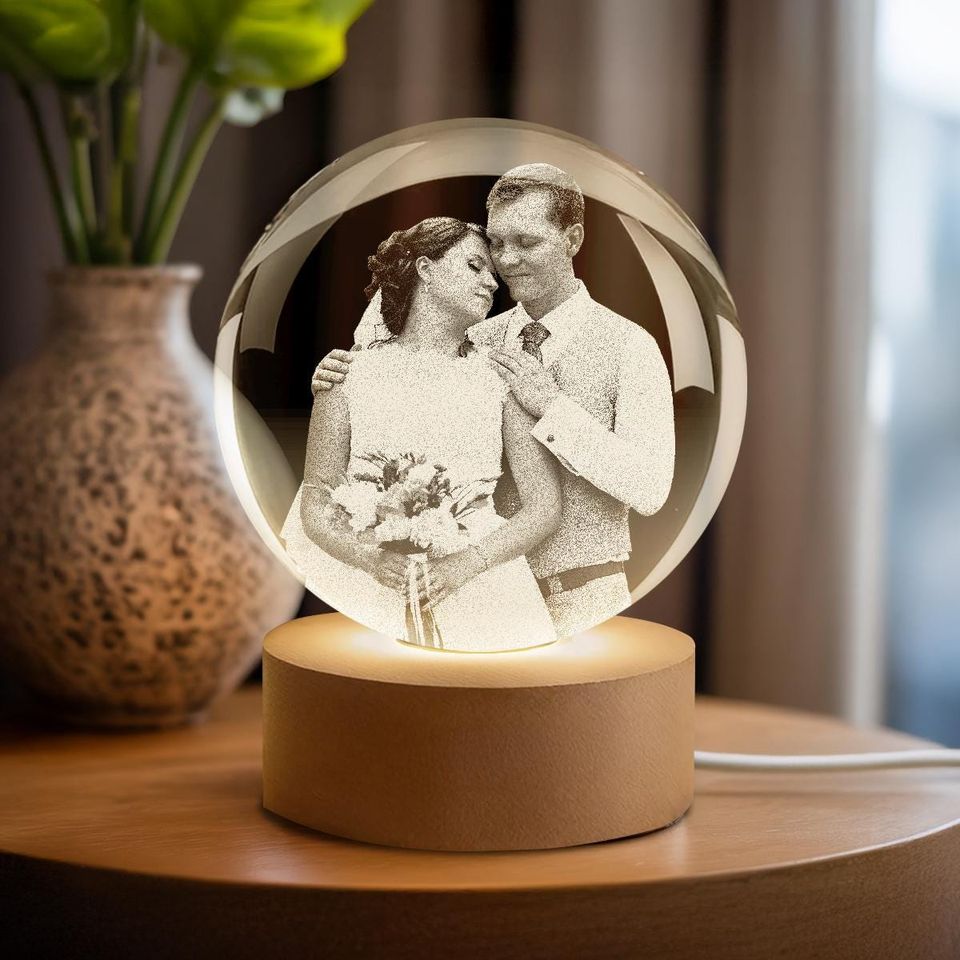 Personalized Crystal Ball Night Light  Custom Photo Keepsake