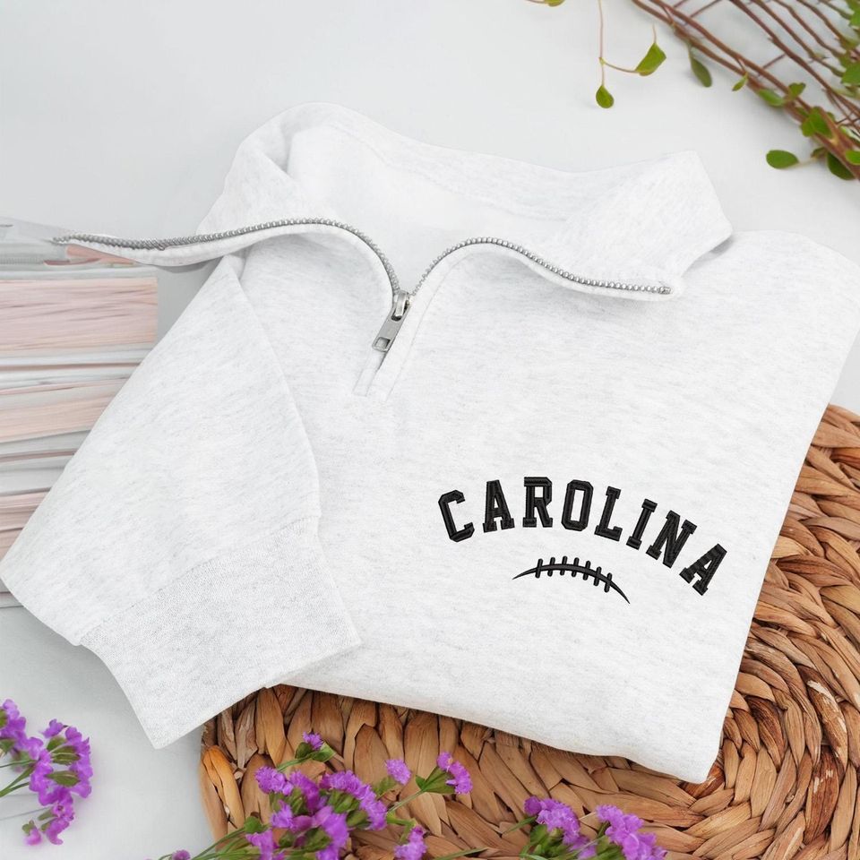 Embroidered Carolina Football Quarter-Zip Sweatshirt: Cozy Game Day Pullover