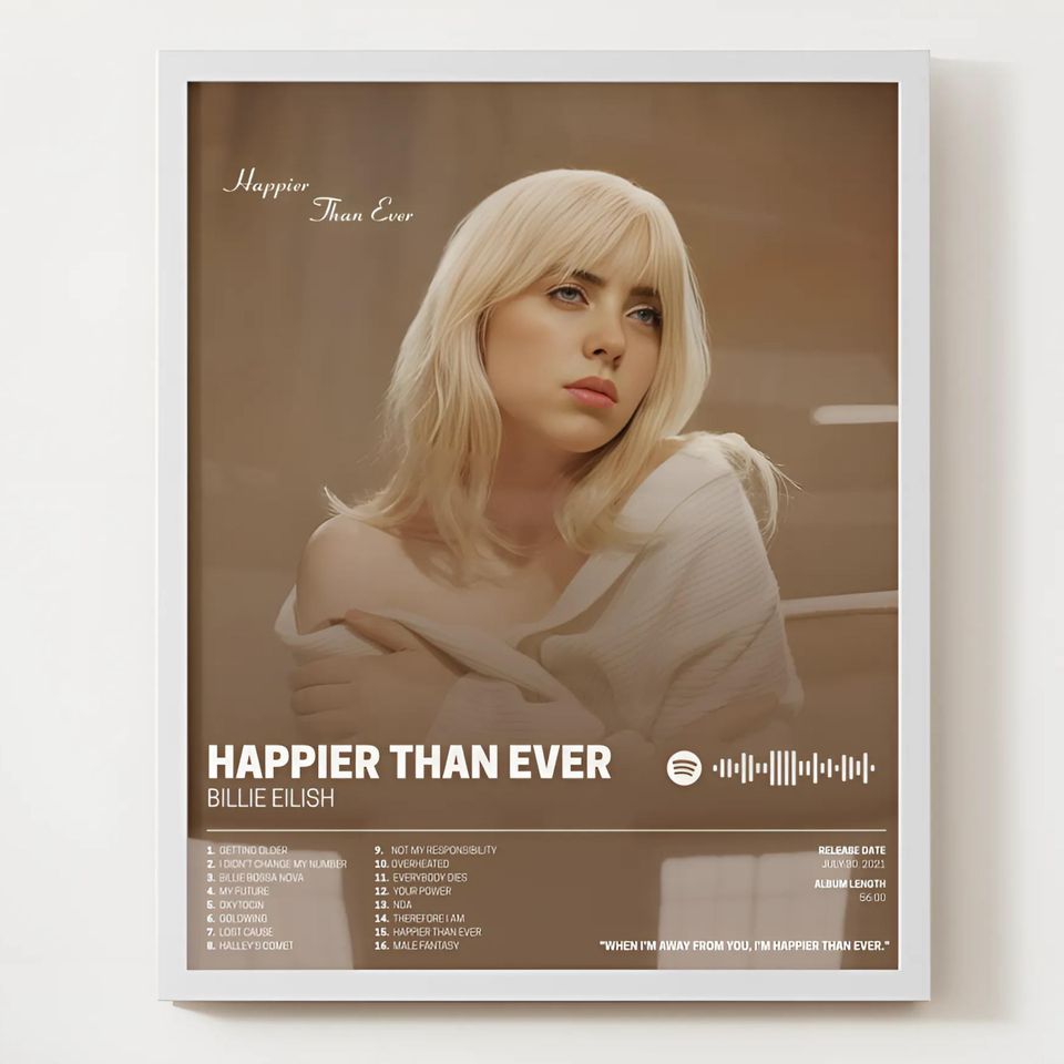 Billie Eilish Poster  Happier Than Ever Album Art