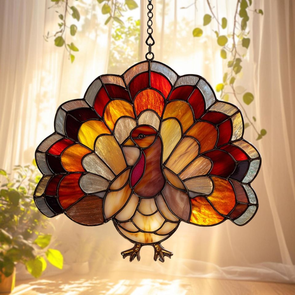 Thanksgiving Turkey Suncatcher: Acrylic Fall Window Decor