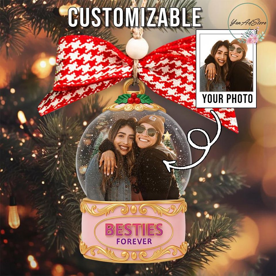 Personalized Besties Ornament, Friendship Ornament, Christmas Gift, Gift For Friends, Gift For Her: Acrylic Holiday Keepsake