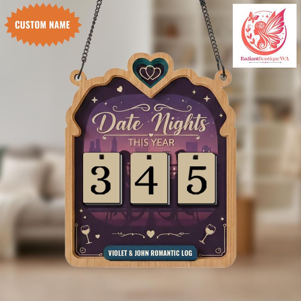 Date Nights This Year Tracker, Wooden Love Sign, Valentine Gift For Wife Husband, Gifts For Couples, Romantic Anniversary Gift