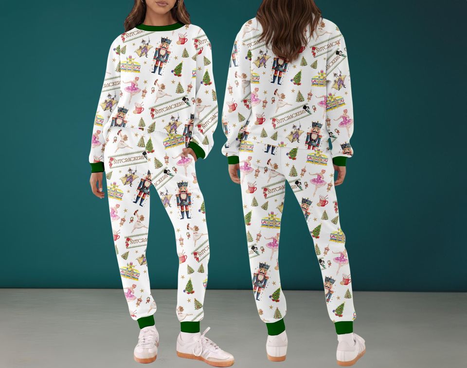 Nutcracker Christmas Silky Satin Pajama Set For Women And Kids