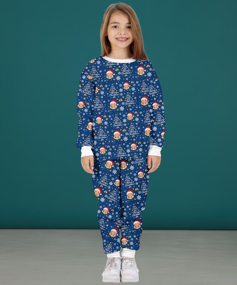 Custom Photo Coral Fleece Pajama Set, Personalized Face Lounge Set