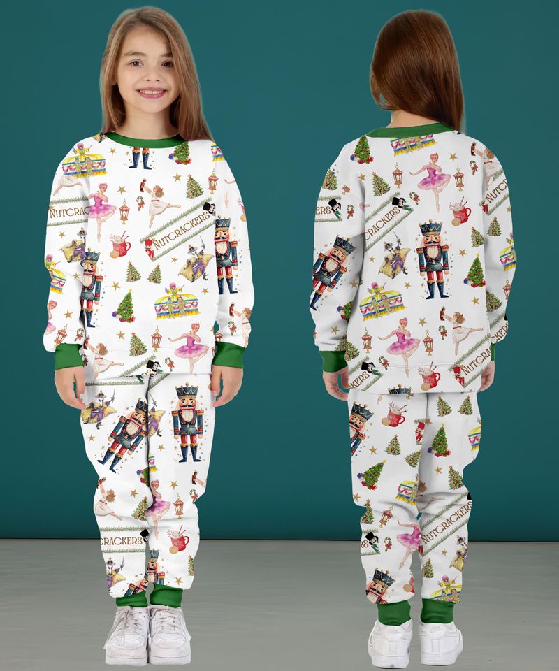 Nutcracker Christmas Silky Satin Pajama Set For Women And Kids