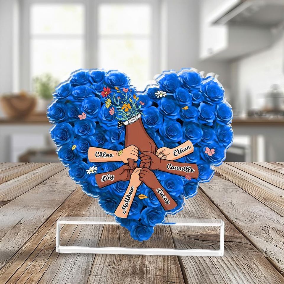 Custom Family Gift,Custom Flower Acrylic Block Gift,Best Mom Ever,Gift For Mom,House Warming Gift,Personalize Family Sign Gift,Gift For Love