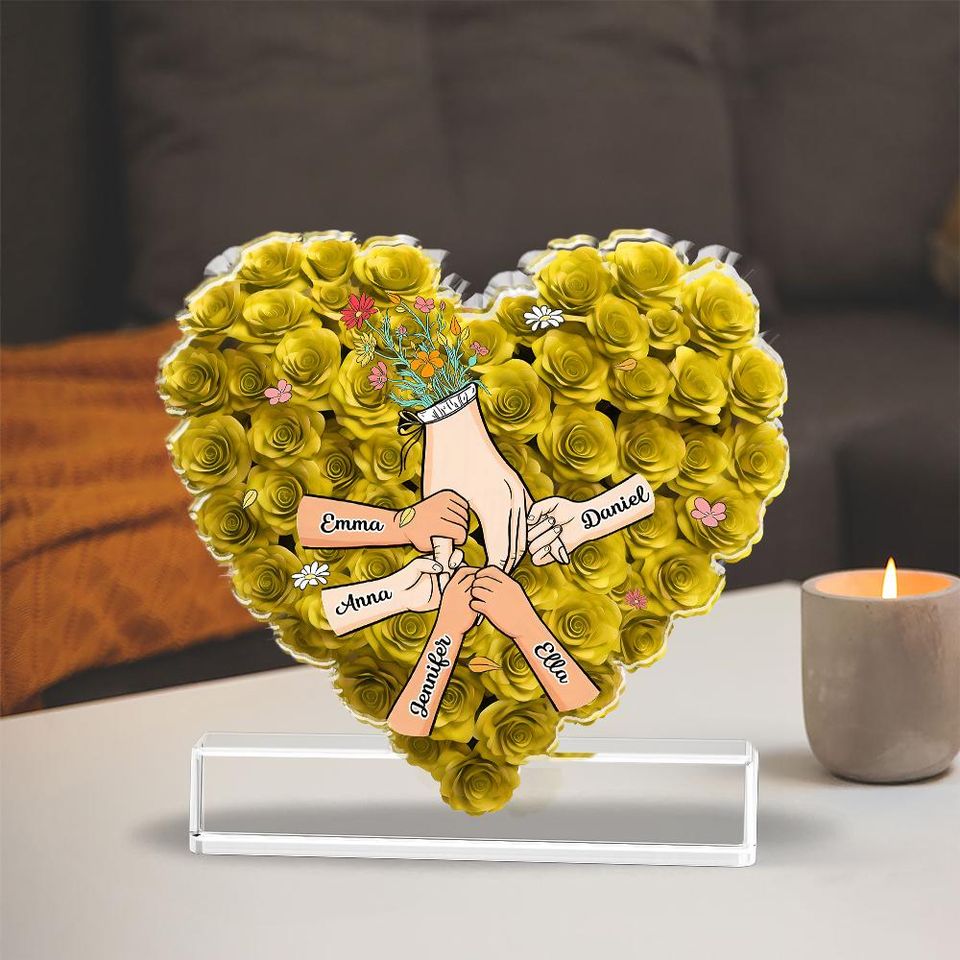 Custom Family Gift,Custom Flower Acrylic Block Gift,Best Mom Ever,Gift For Mom,House Warming Gift,Personalize Family Sign Gift,Gift For Love