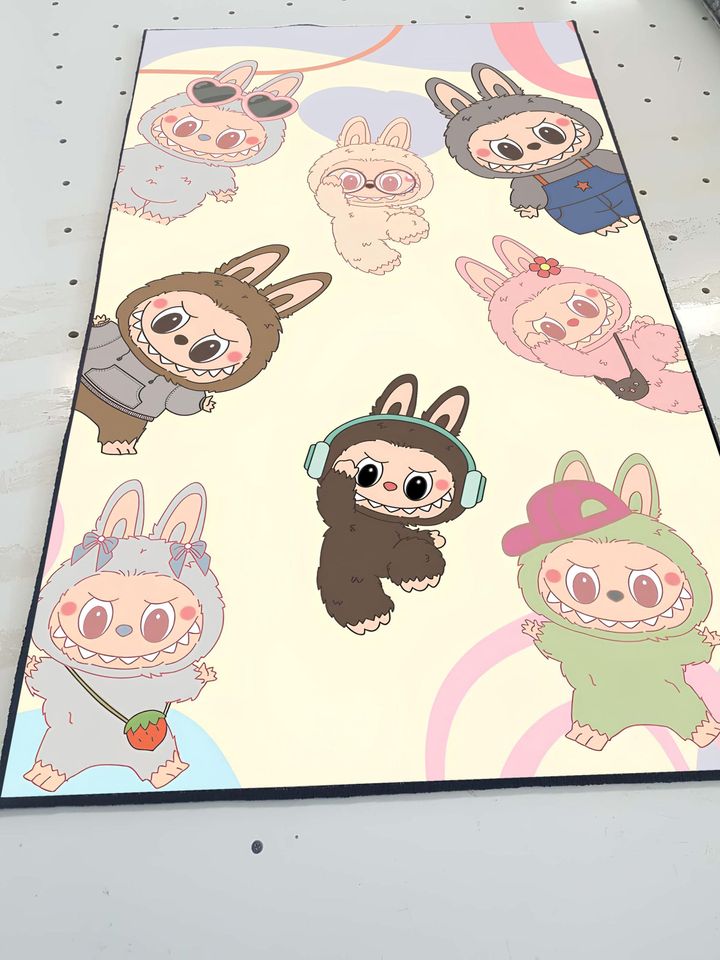 Labubu Kids Rug, Cartoon Playroom Carpet, Machine Washable