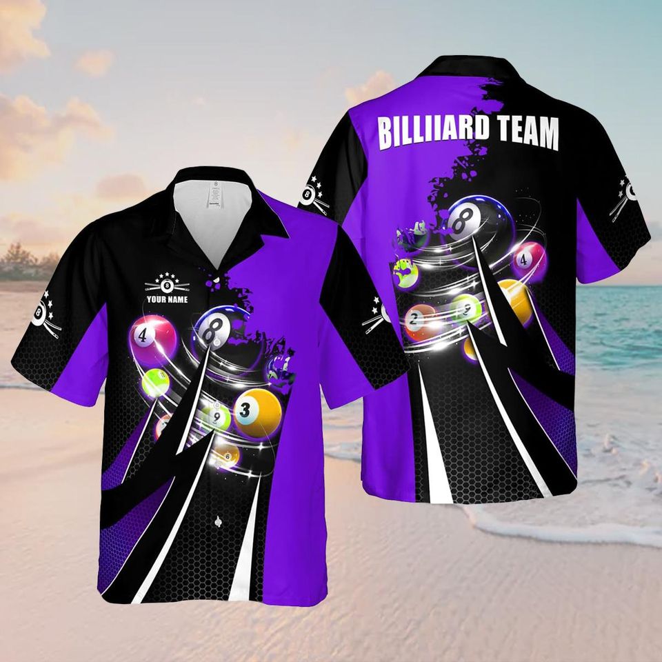 Personalized Billiard Hawaiian 3D Shirt, Custom Name Retro Matching Billiard Team Gift