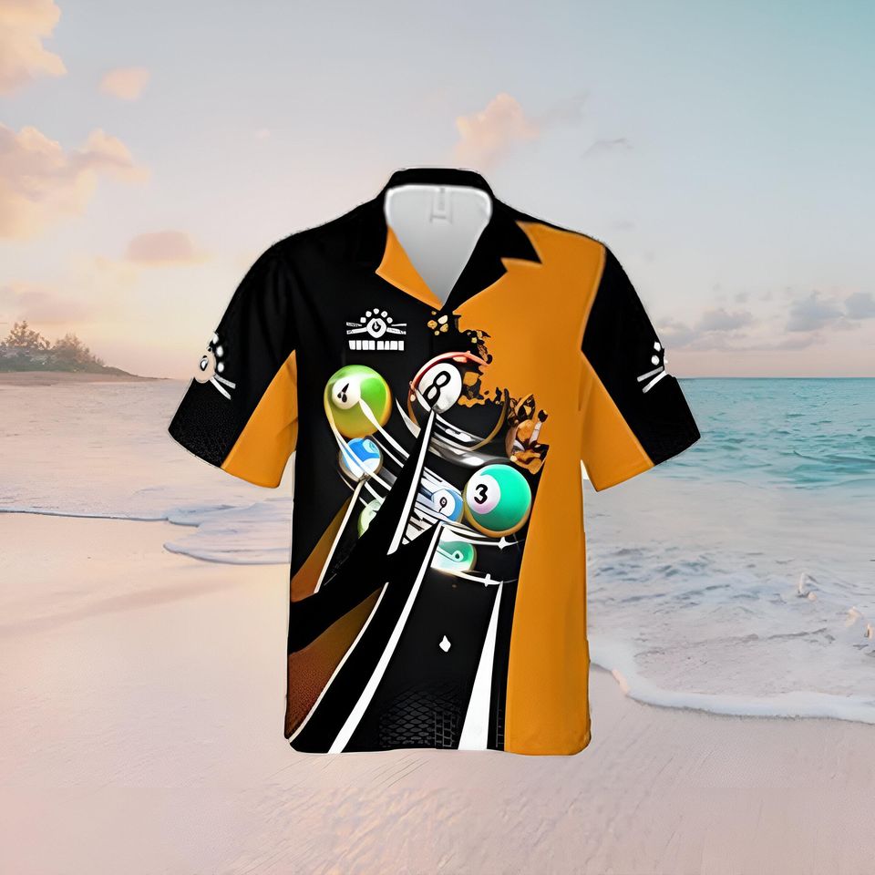 Personalized Billiard Hawaiian 3D Shirt, Custom Name Retro Matching Billiard Team Gift