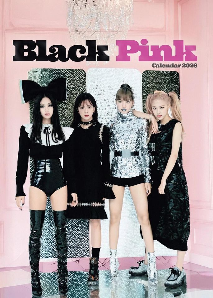 2026 Black Pink Wall Calendar