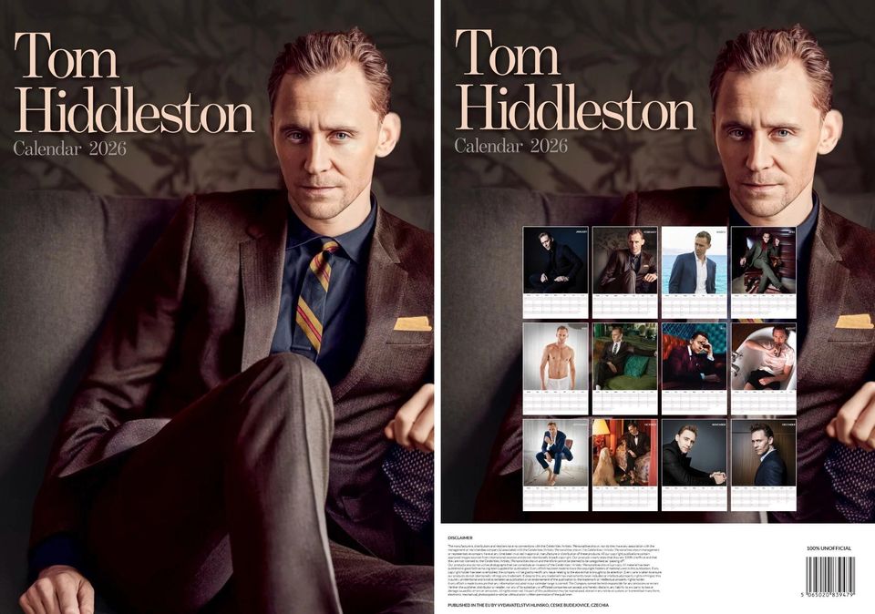 Tom Hiddleston 2026 Wall Calendar