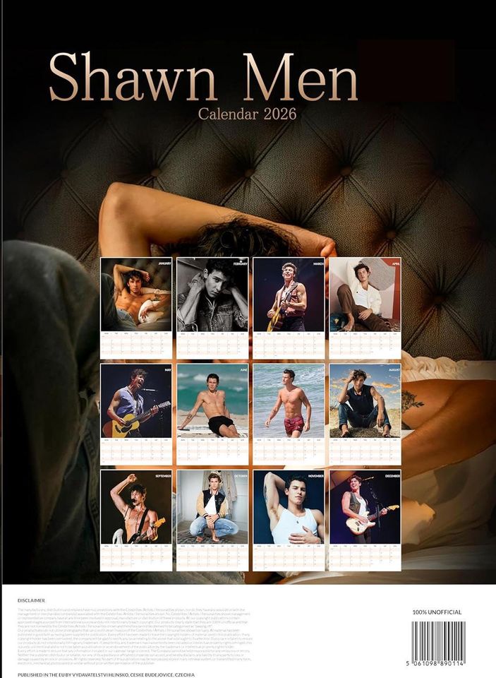 Shawn Mendes 2026 Wall Calendar