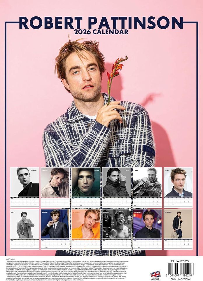 Robert Pattinson 2026 Wall Calendar