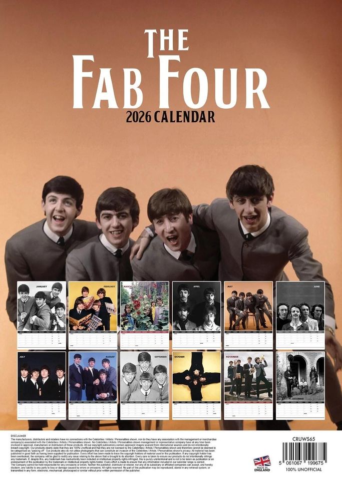 The Beatles 2026 Wall Calendar