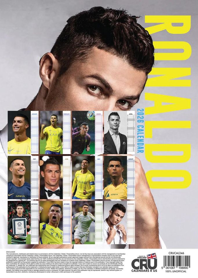 Ronaldo 2026 Calendar, New Year Gift, Home Decor