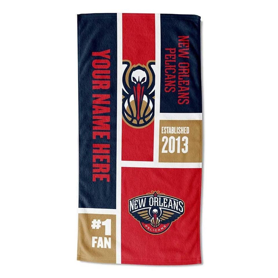 New Orleans Pelicans Beach Towel: Personalized NBA Colorblock Fan Gift