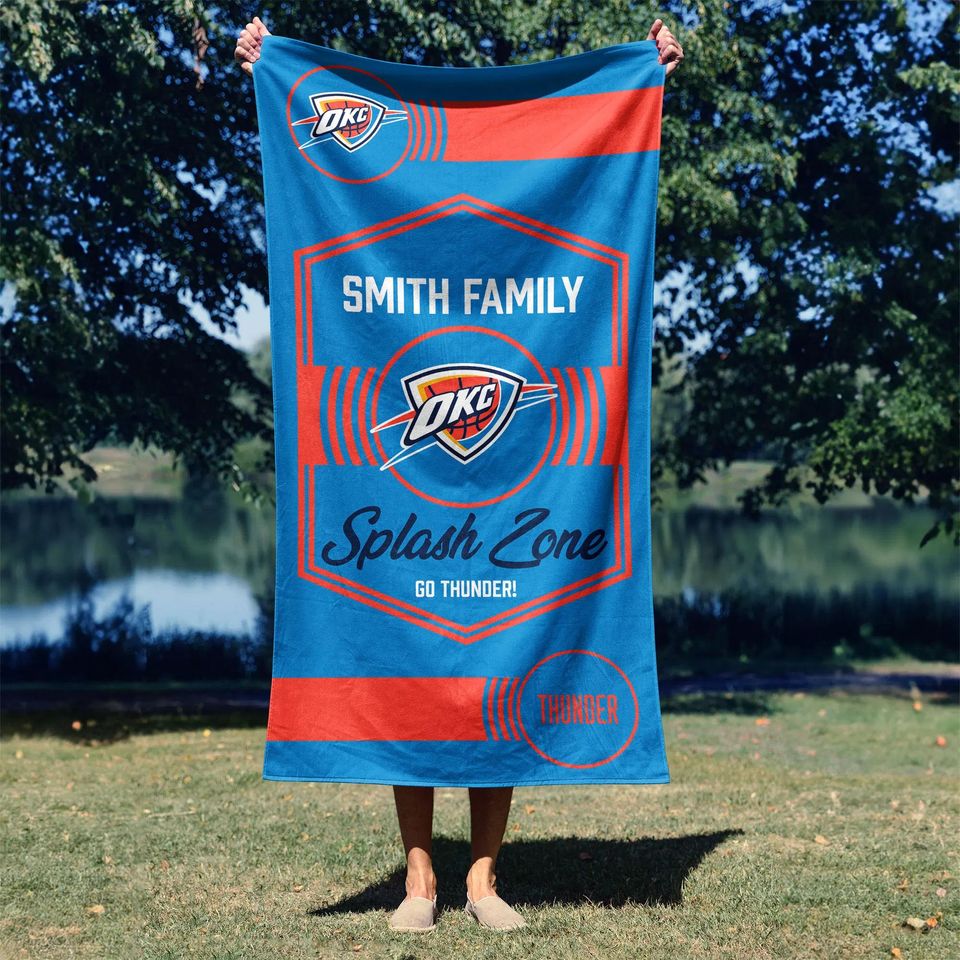 Oklahoma City Thunder Beach Towel: NBA Dominion Style, Personalized Fan Gift