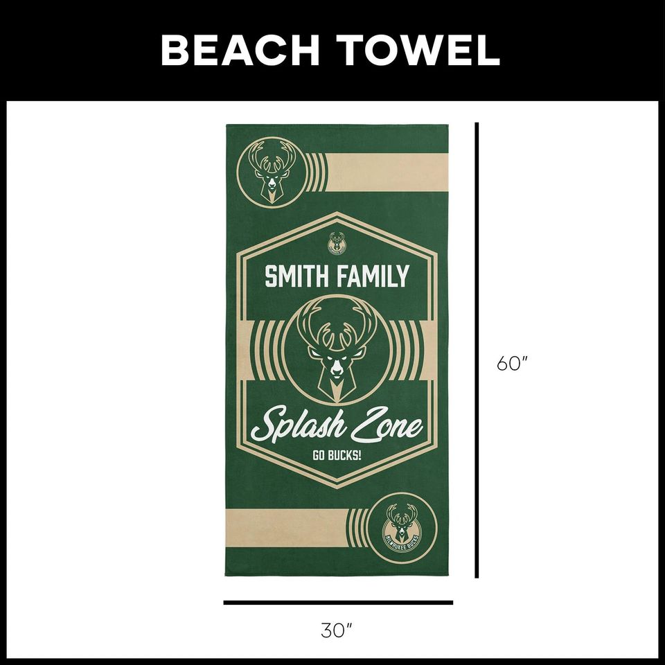 Milwaukee Bucks Beach Towel: Personalized NBA Jersey Fan Gift