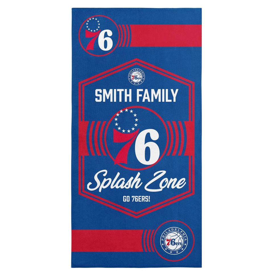 Philadelphia 76ers Beach Towel: Personalized NBA Dominion Style Fan Gift
