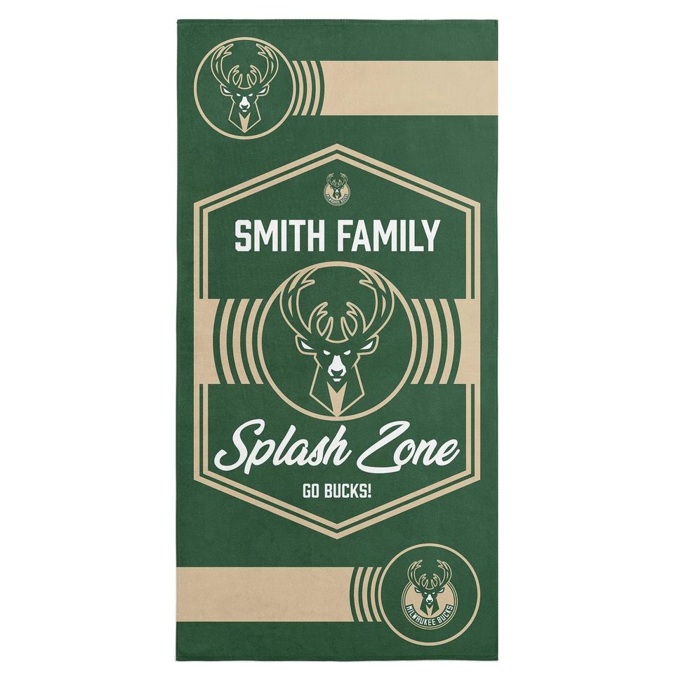Milwaukee Bucks Beach Towel: Personalized NBA Jersey Fan Gift