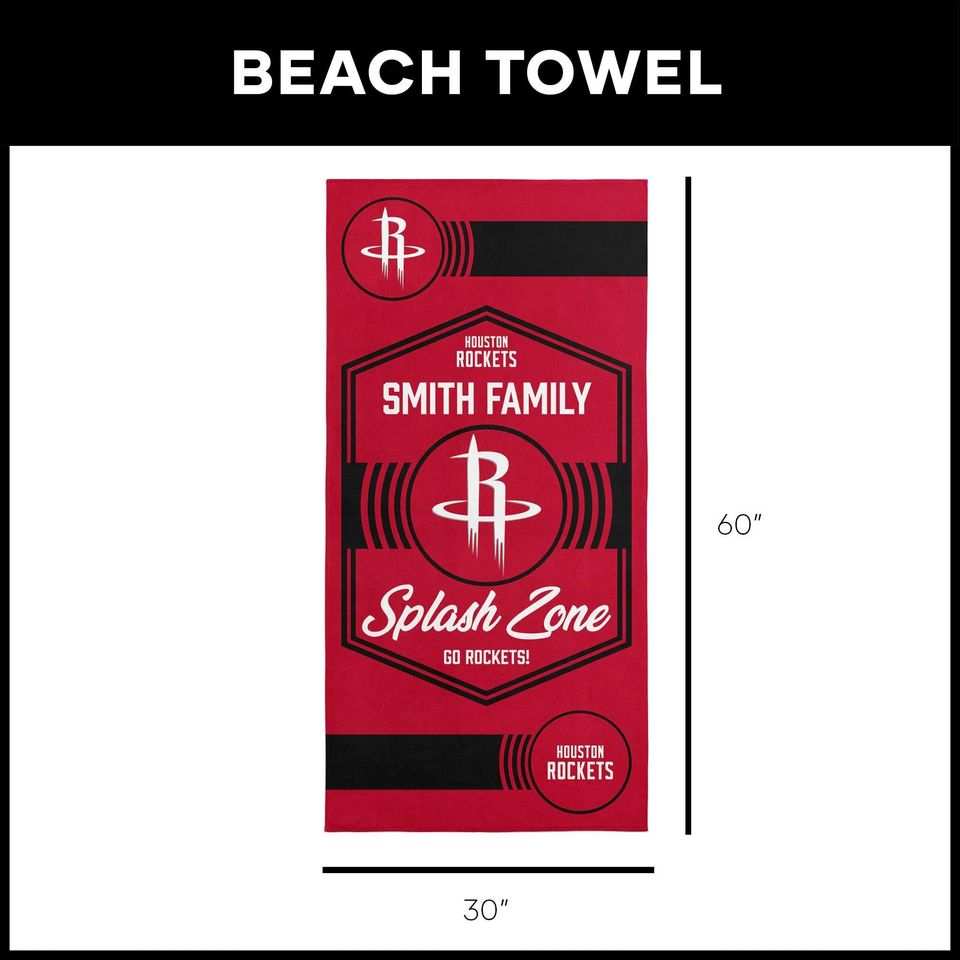 Houston Rockets Personalized Beach Towel: NBA Dominion Fan Gift