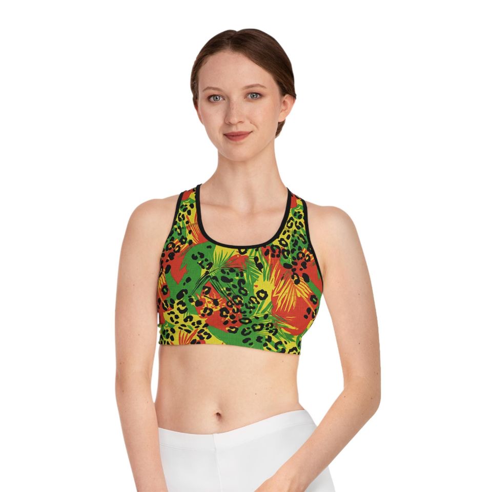 Jamaican Leopard Print Sports Bra