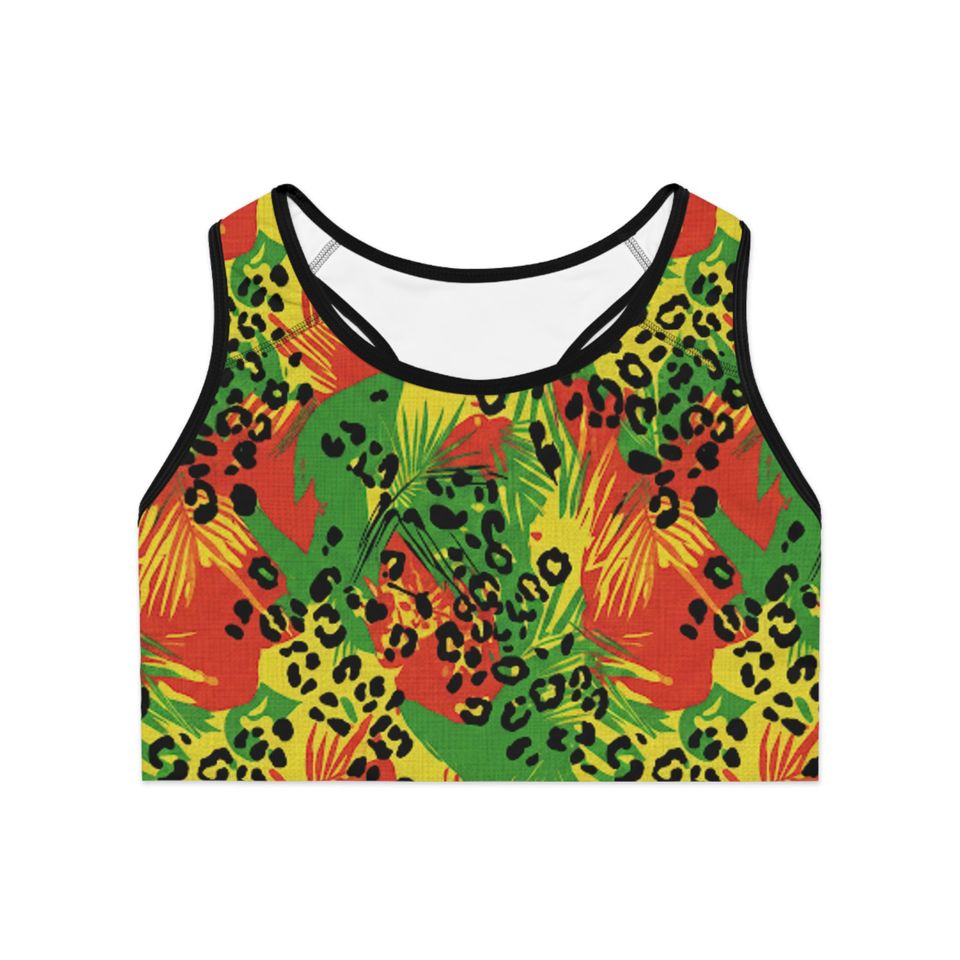 Jamaican Leopard Print Sports Bra