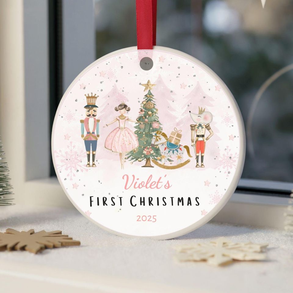 Baby's First Christmas Ornament, Personalised Nutcracker Newborn Keepsake Gift