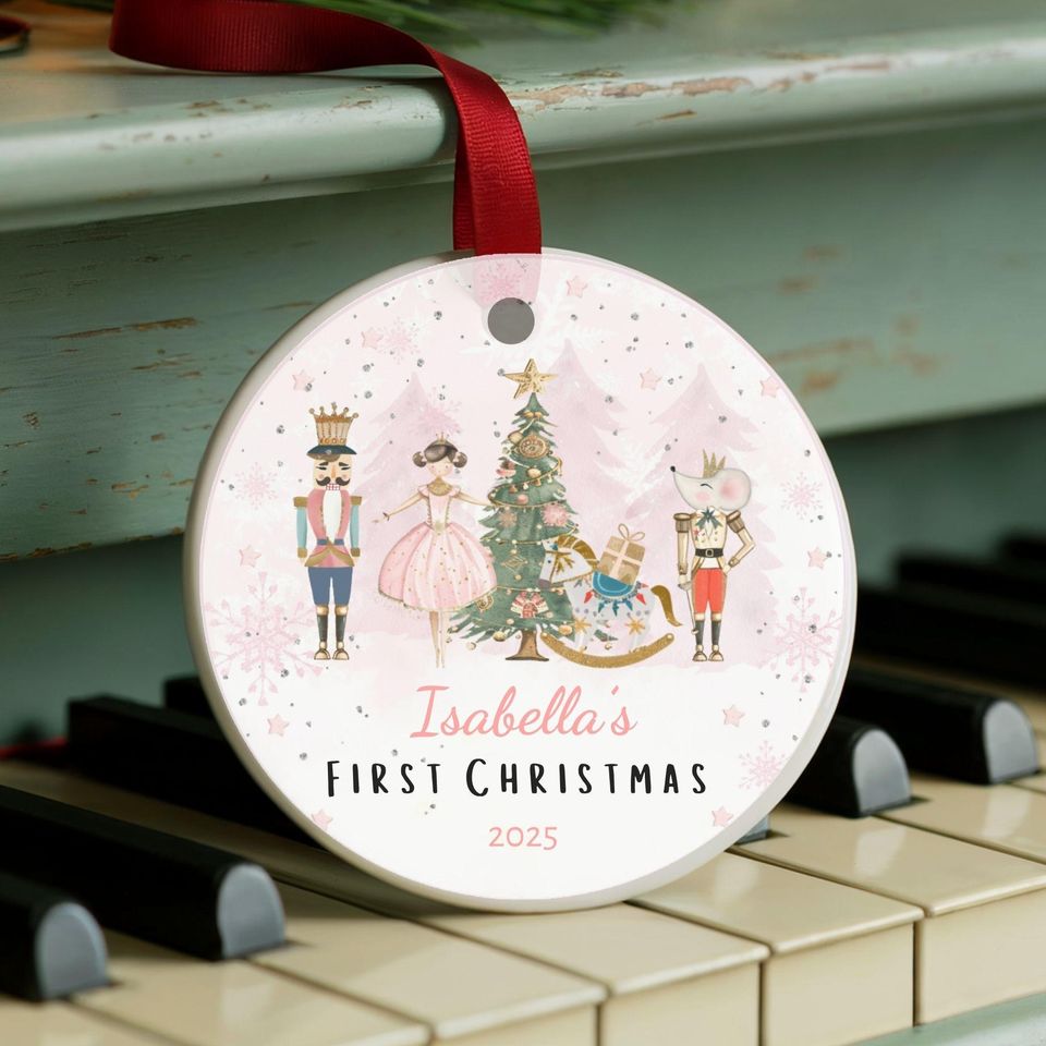 Baby's First Christmas Ornament, Personalised Nutcracker Newborn Keepsake Gift