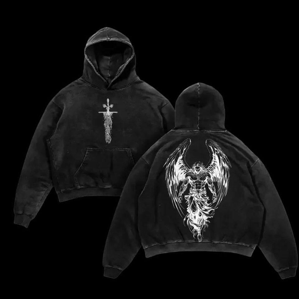 Saint Michael Archangel Flaming Sword Washed Christian Graphic Hoddie