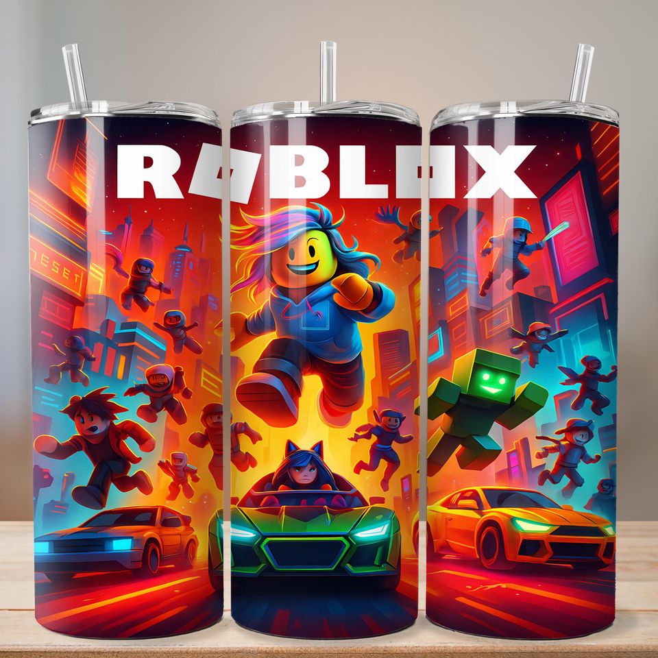 Roblox Tumbler Wrap, Cartoon Characters, Game Lover Sublimation Design