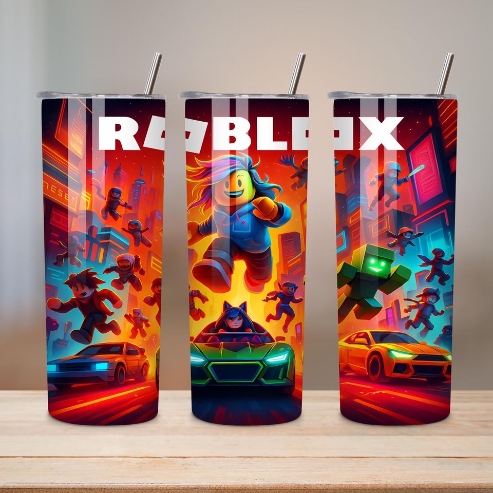 Roblox Tumbler Wrap, Cartoon Characters, Game Lover Sublimation Design
