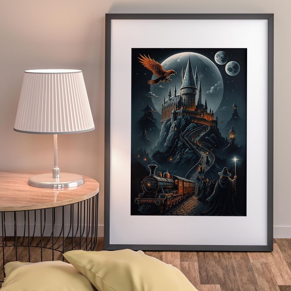 Hogwarts Castle Poster Wizard School Wall Art Harry Potter Inspired Printable