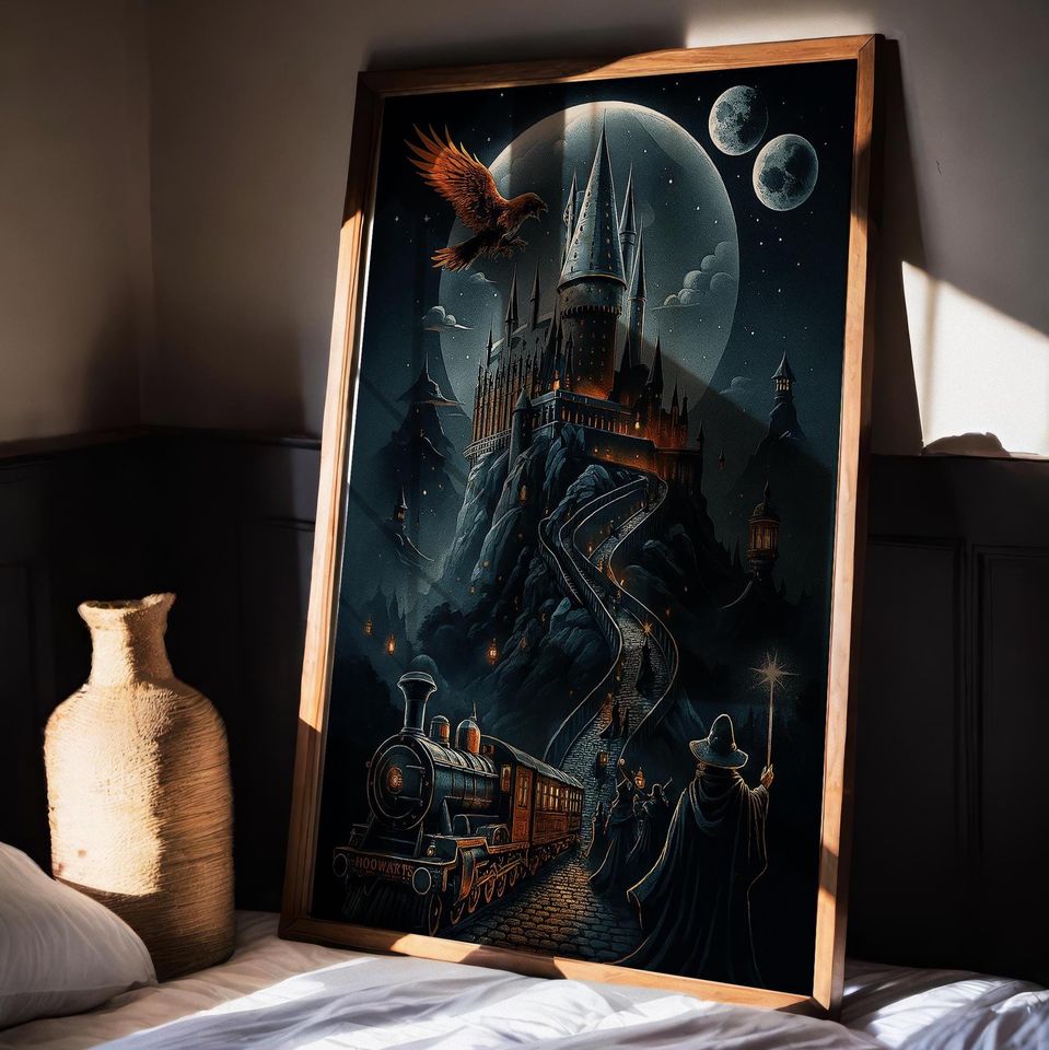 Hogwarts Castle Poster Wizard School Wall Art Harry Potter Inspired Printable