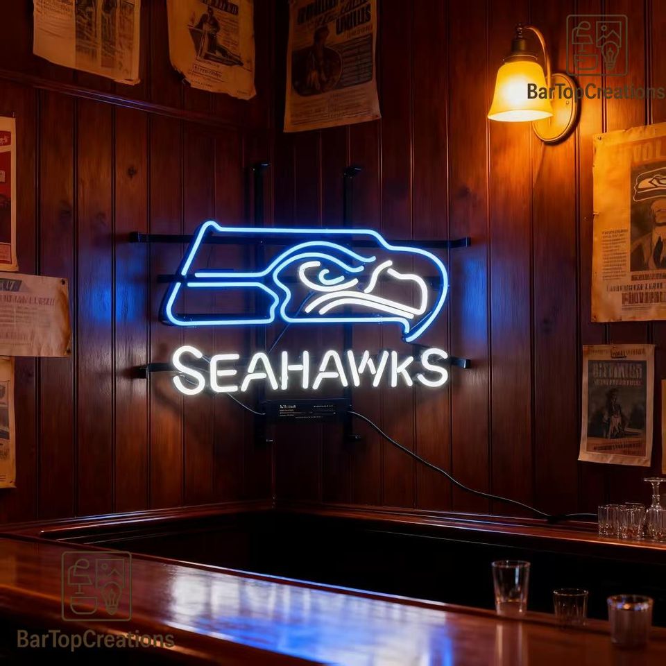 Seattle Seahawks Glass Neon Sign