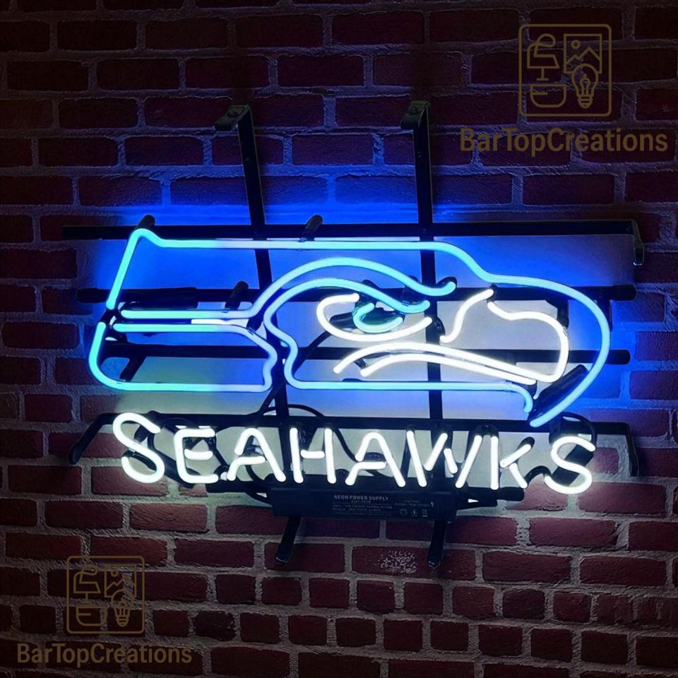 Seattle Seahawks Glass Neon Sign