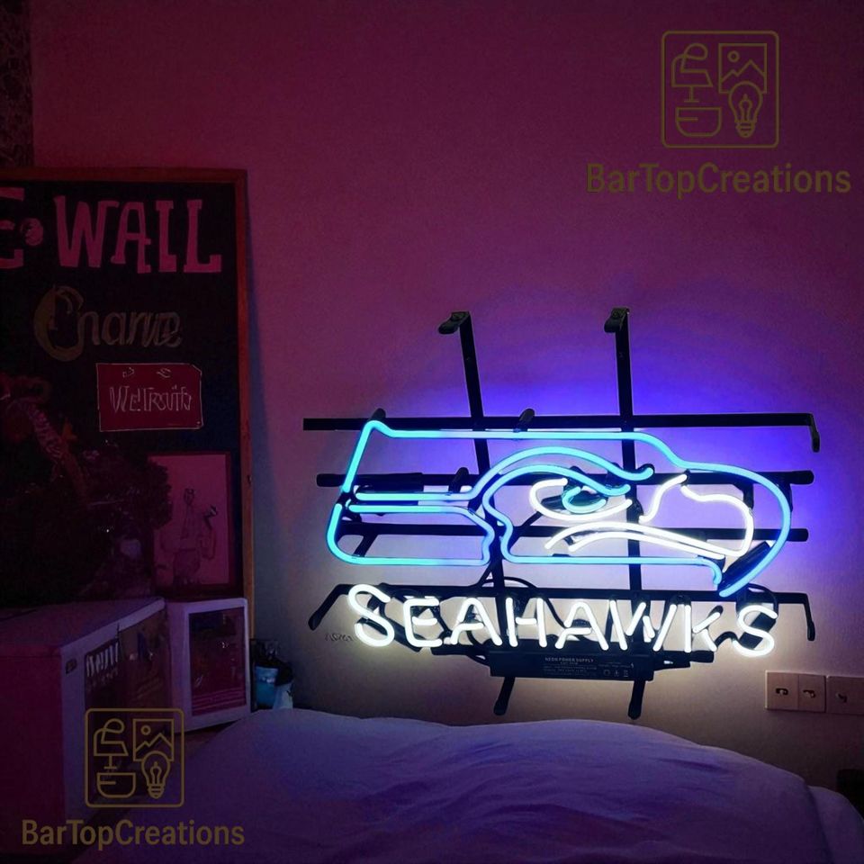 Seattle Seahawks Glass Neon Sign
