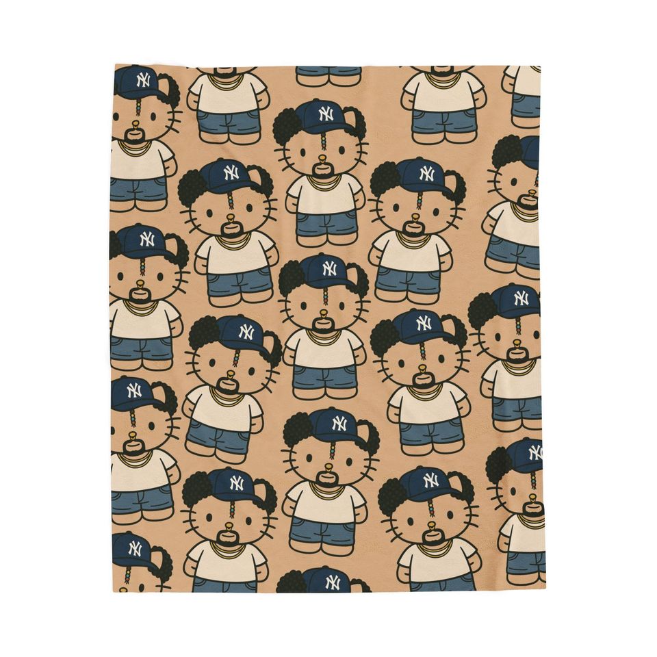 Coquette Bad Bunny Hello Kitty Throw Blanket