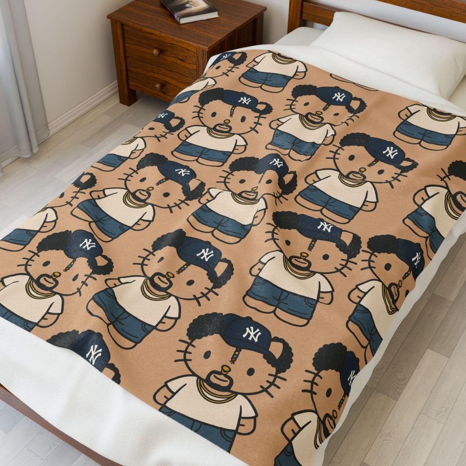 Coquette Bad Bunny Hello Kitty Throw Blanket