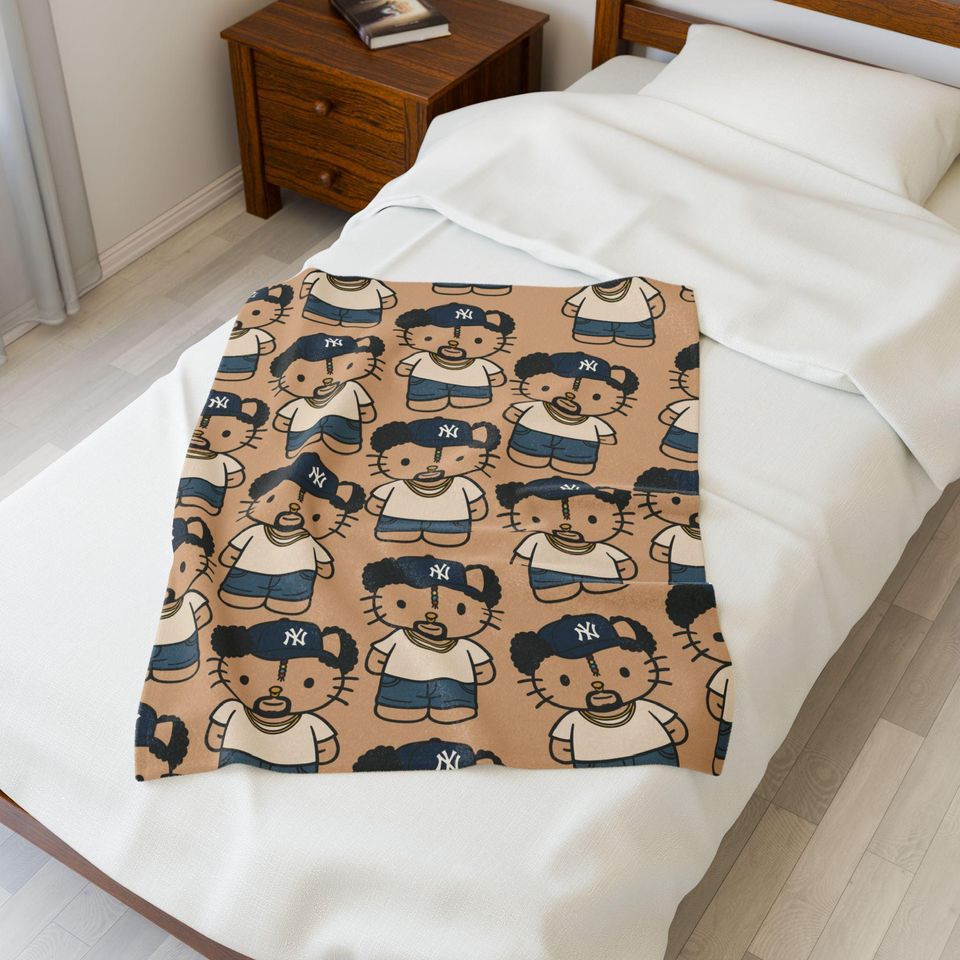 Coquette Bad Bunny Hello Kitty Throw Blanket