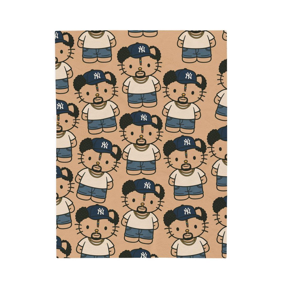 Coquette Bad Bunny Hello Kitty Throw Blanket