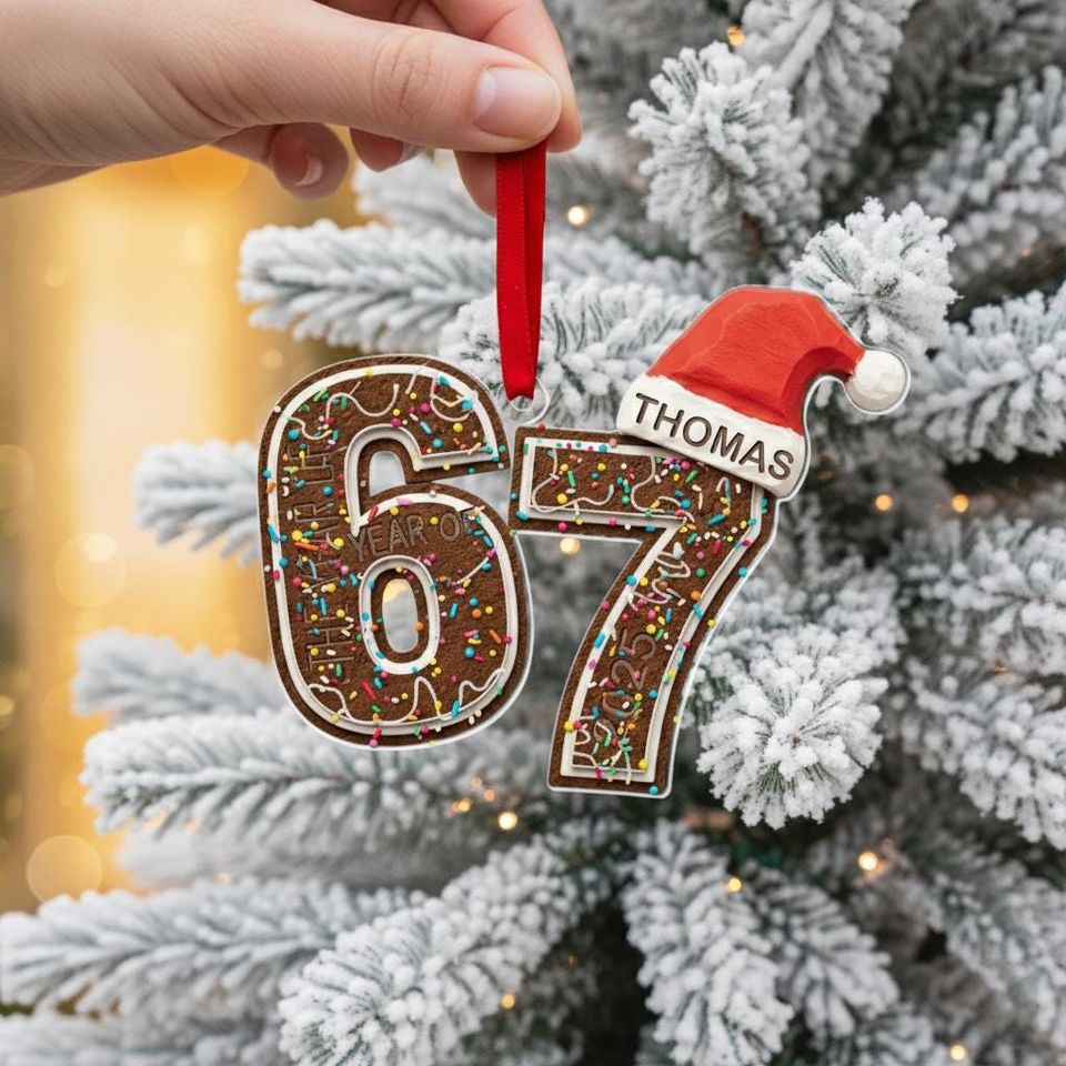 Funny Six Seven Acrylic Ornament, Gen Z Slang Christmas Tree Decoration, 6 7 Teenager Keepsake, Teen Boy Tween Meme Holiday Gift