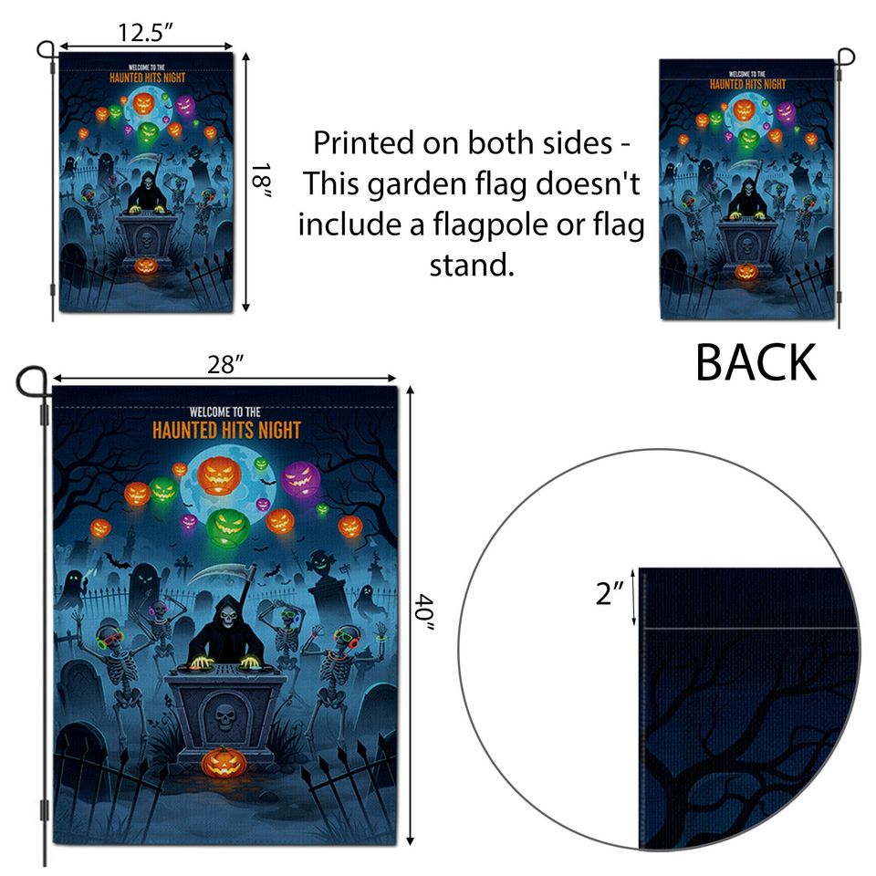 Halloween Garden Flag: Dancing Skeletons & Grim Reaper Yard Decor