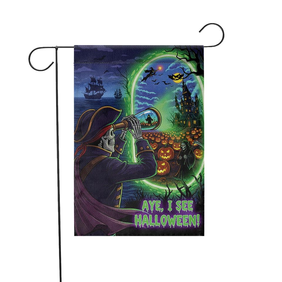 Pirate Skeleton Halloween Garden Flag: Spooky Nautical Decor