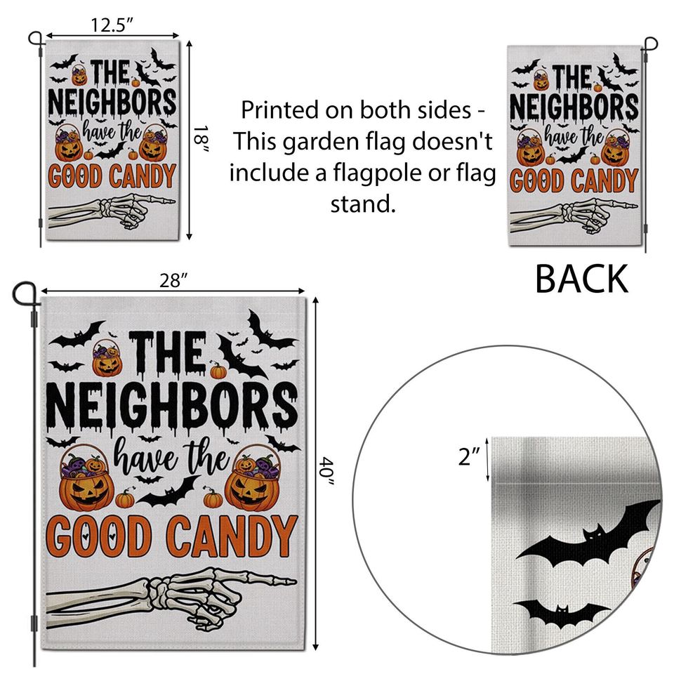 Funny Halloween Garden Flag: "Good Candy" Skeleton Hand Decor