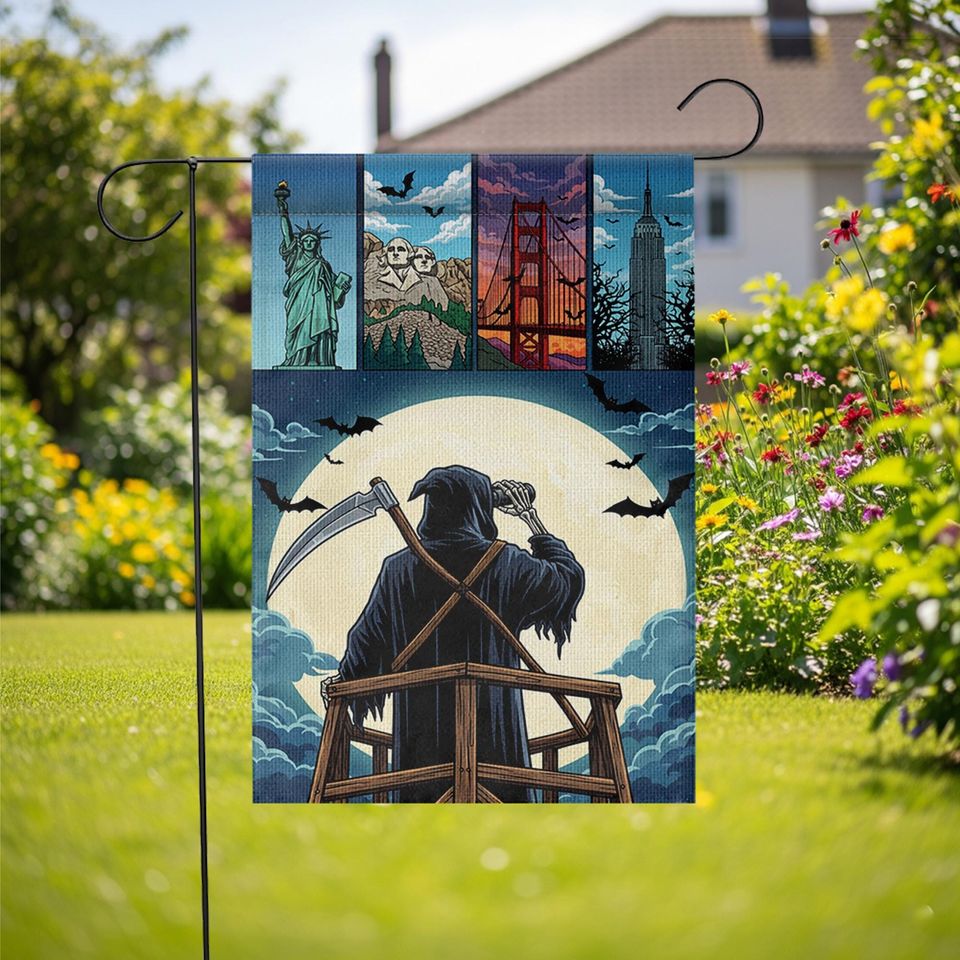 Grim Reaper Garden Flag: Spooky Halloween Yard Decor
