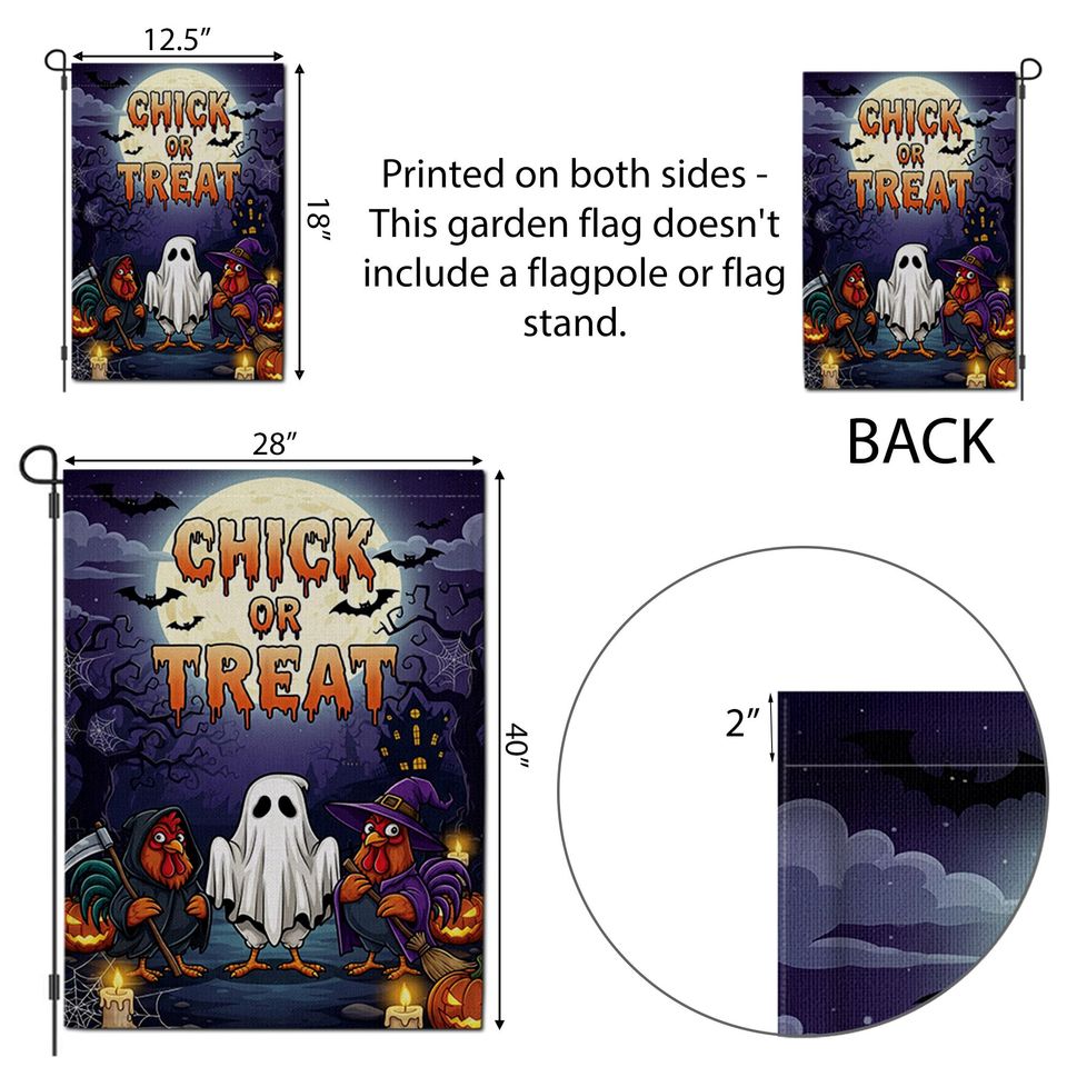 Funny Chicken Halloween Garden Flag: Ghost Rooster Farmhouse Decor