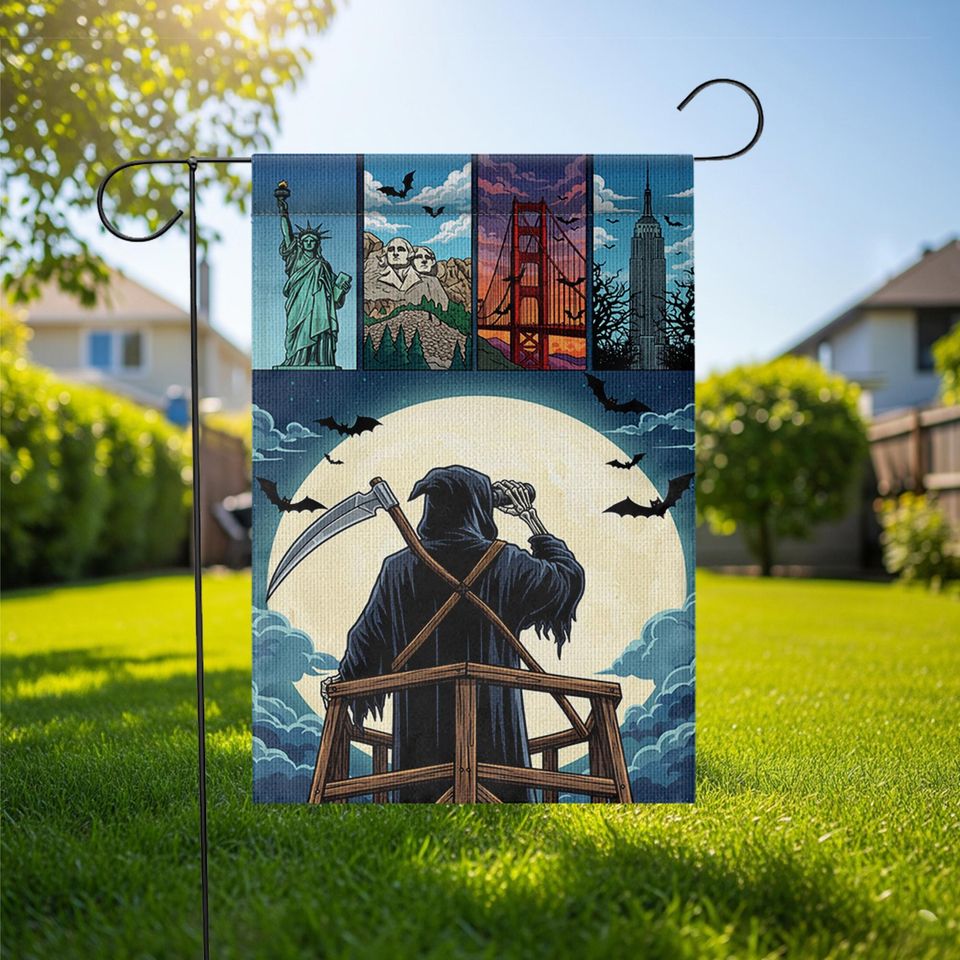 Grim Reaper Garden Flag: Spooky Halloween Yard Decor